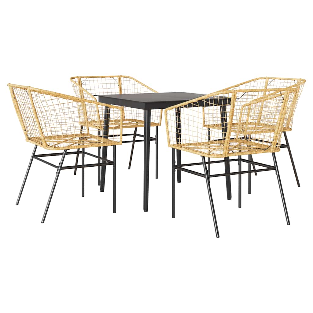 5-delige Tuinset poly rattan glas bruin is nu te koop bij PeponiXL, paradijselijk wonen!