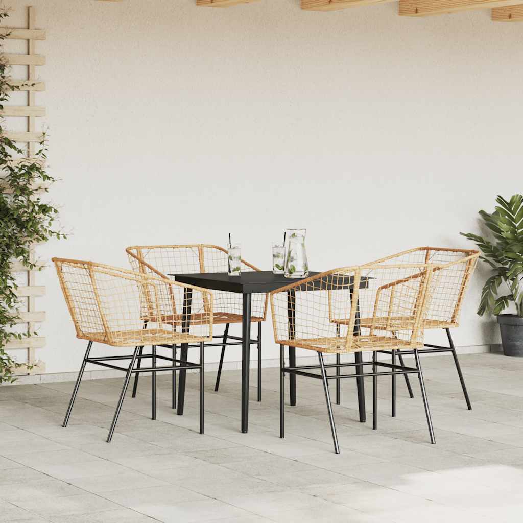 5-delige Tuinset poly rattan glas bruin is nu te koop bij PeponiXL, paradijselijk wonen!