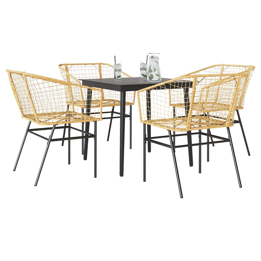 5-delige Tuinset poly rattan glas bruin is nu te koop bij PeponiXL, paradijselijk wonen!