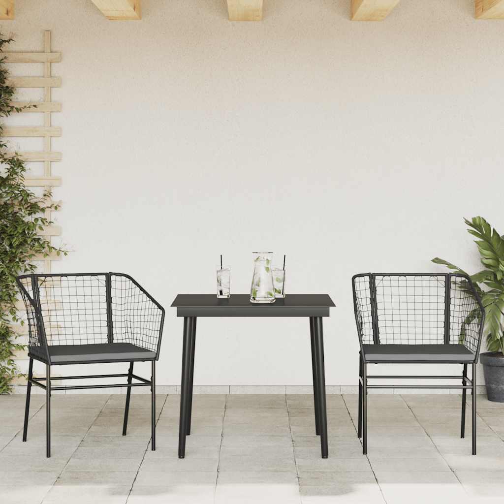 3-delige Tuinset met kussens poly rattan glas zwart is nu te koop bij PeponiXL, paradijselijk wonen!