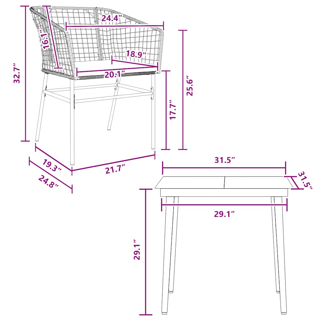 3-delige Tuinset met kussens poly rattan glas zwart is nu te koop bij PeponiXL, paradijselijk wonen!
