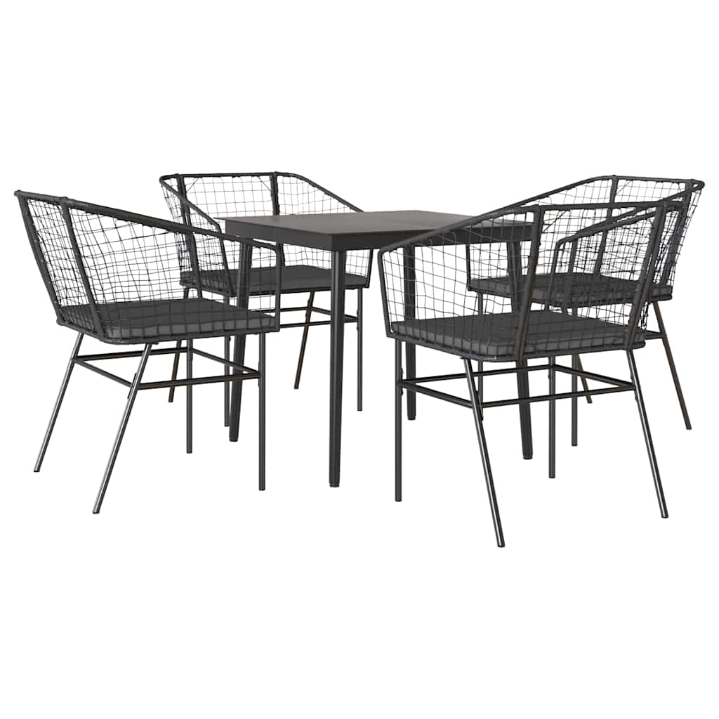 5-delige Tuinset met kussens poly rattan glas zwart is nu te koop bij PeponiXL, paradijselijk wonen!