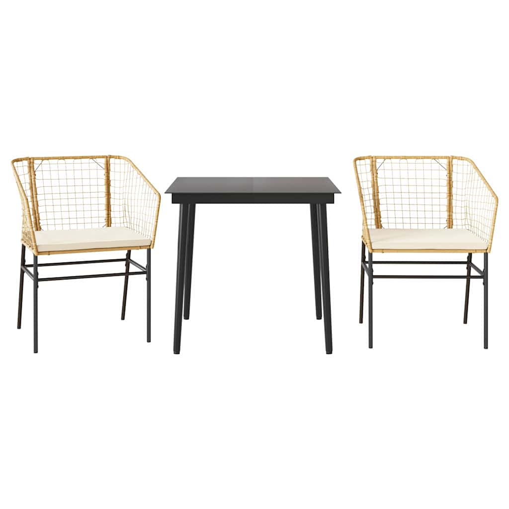 3-delige Tuinset met kussens poly rattan glas bruin is nu te koop bij PeponiXL, paradijselijk wonen!