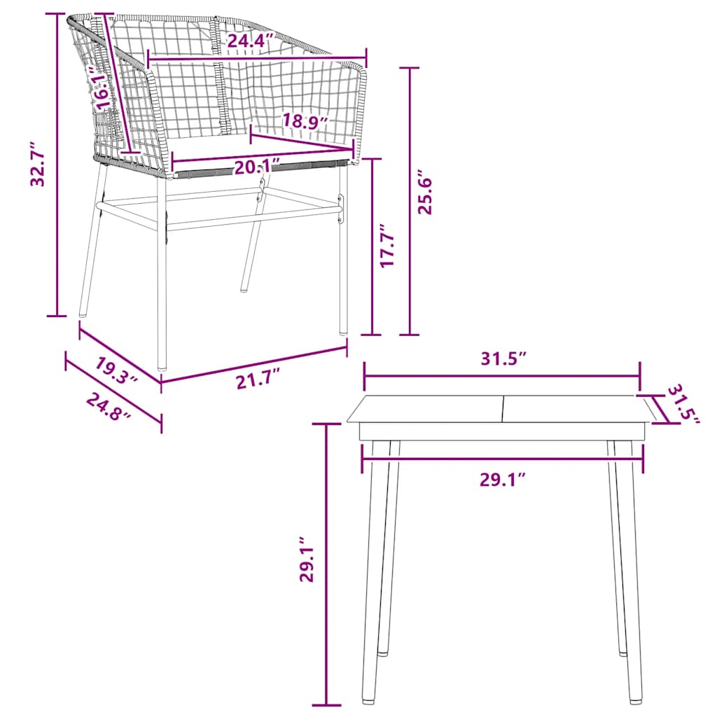 3-delige Tuinset met kussens poly rattan glas bruin is nu te koop bij PeponiXL, paradijselijk wonen!