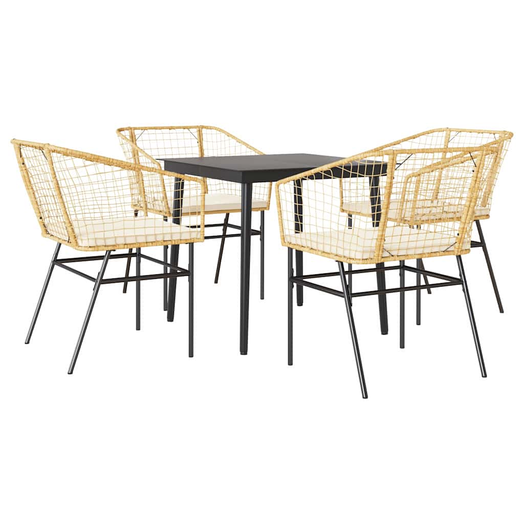 5-delige Tuinset met kussens poly rattan glas bruin is nu te koop bij PeponiXL, paradijselijk wonen!