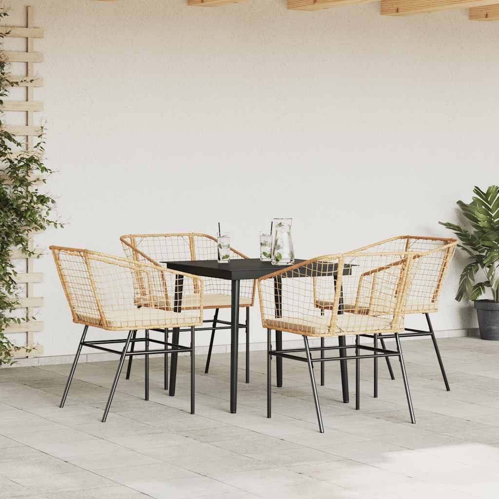 5-delige Tuinset met kussens poly rattan glas bruin is nu te koop bij PeponiXL, paradijselijk wonen!