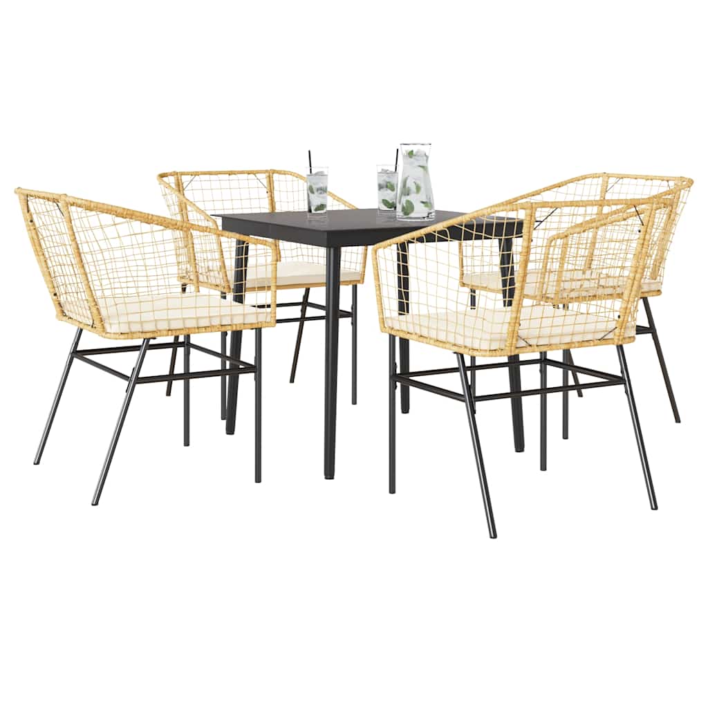 5-delige Tuinset met kussens poly rattan glas bruin is nu te koop bij PeponiXL, paradijselijk wonen!