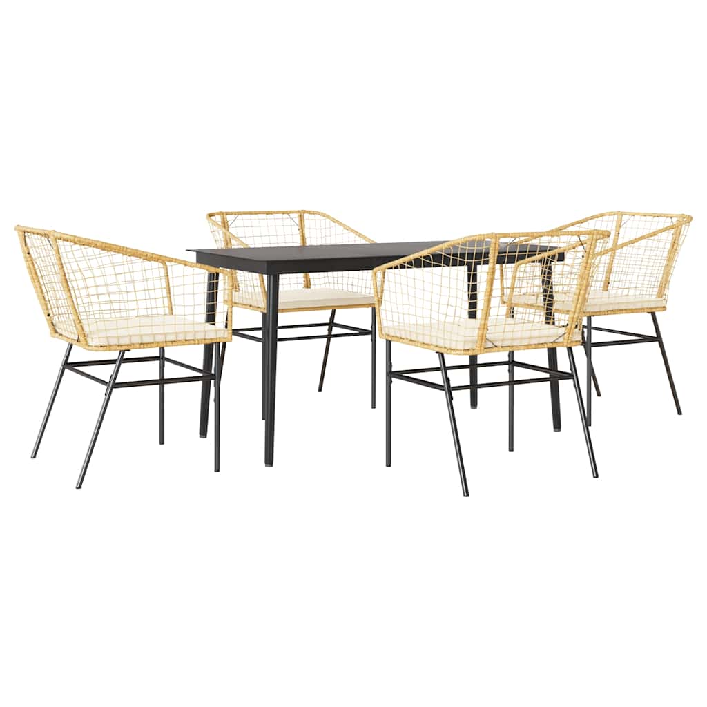 5-delige Tuinset met kussens poly rattan glas bruin is nu te koop bij PeponiXL, paradijselijk wonen!