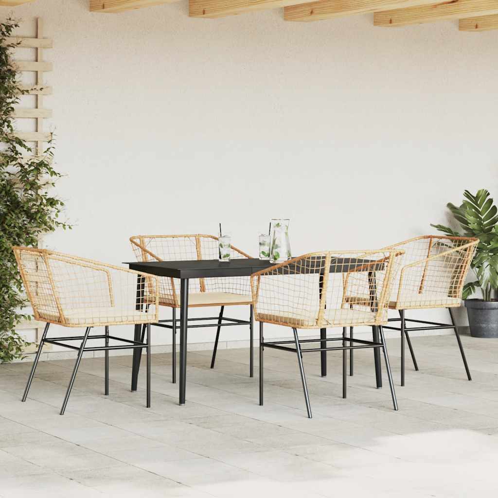 5-delige Tuinset met kussens poly rattan glas bruin is nu te koop bij PeponiXL, paradijselijk wonen!