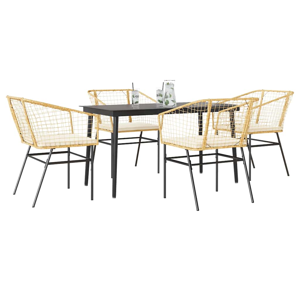 5-delige Tuinset met kussens poly rattan glas bruin is nu te koop bij PeponiXL, paradijselijk wonen!