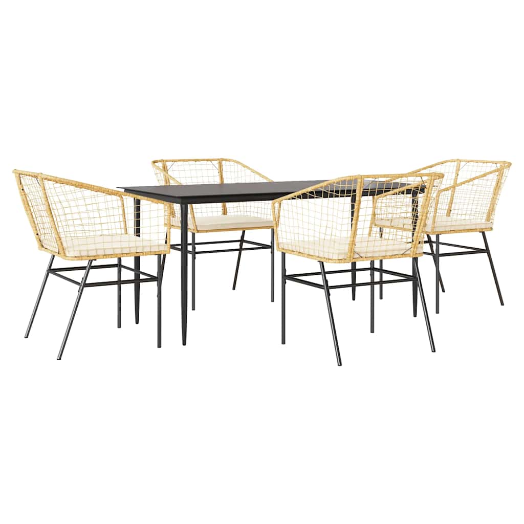 5-delige Tuinset met kussens poly rattan glas bruin is nu te koop bij PeponiXL, paradijselijk wonen!