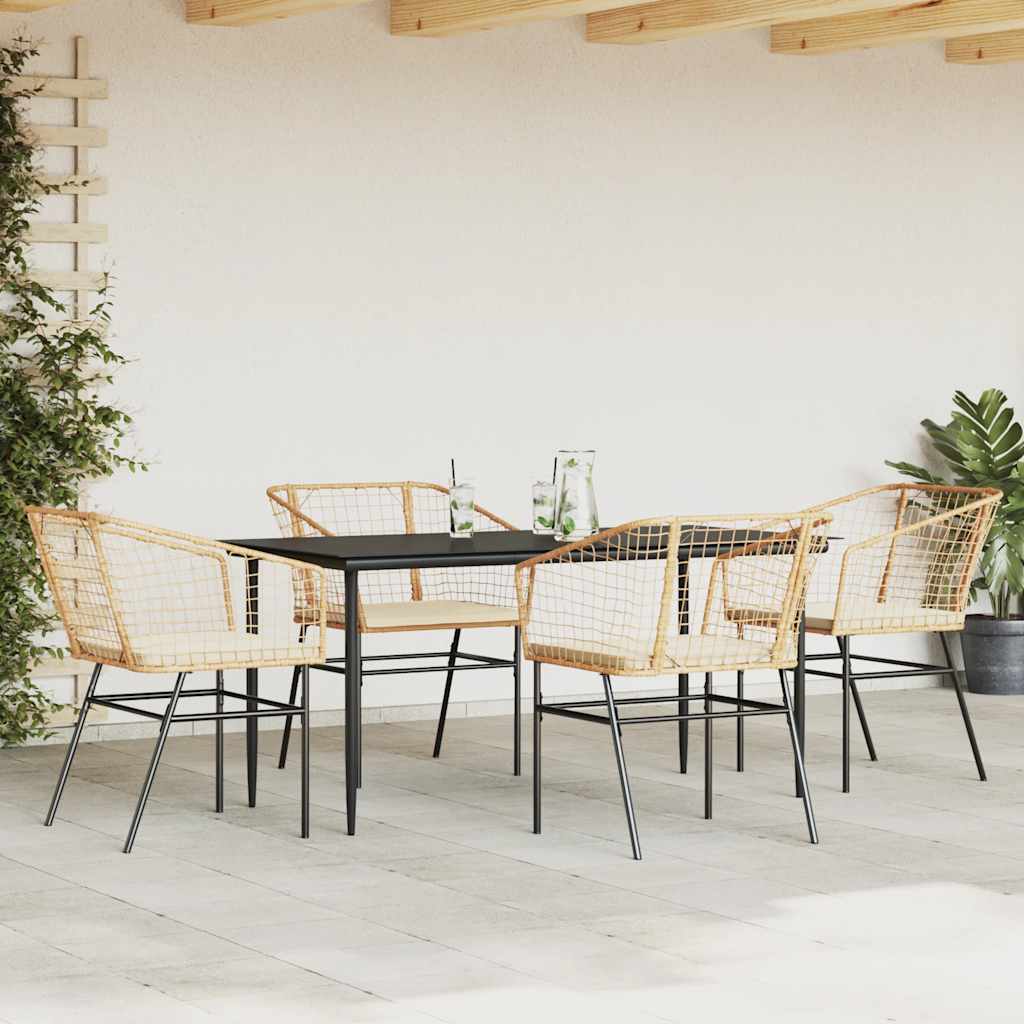 5-delige Tuinset met kussens poly rattan glas bruin is nu te koop bij PeponiXL, paradijselijk wonen!