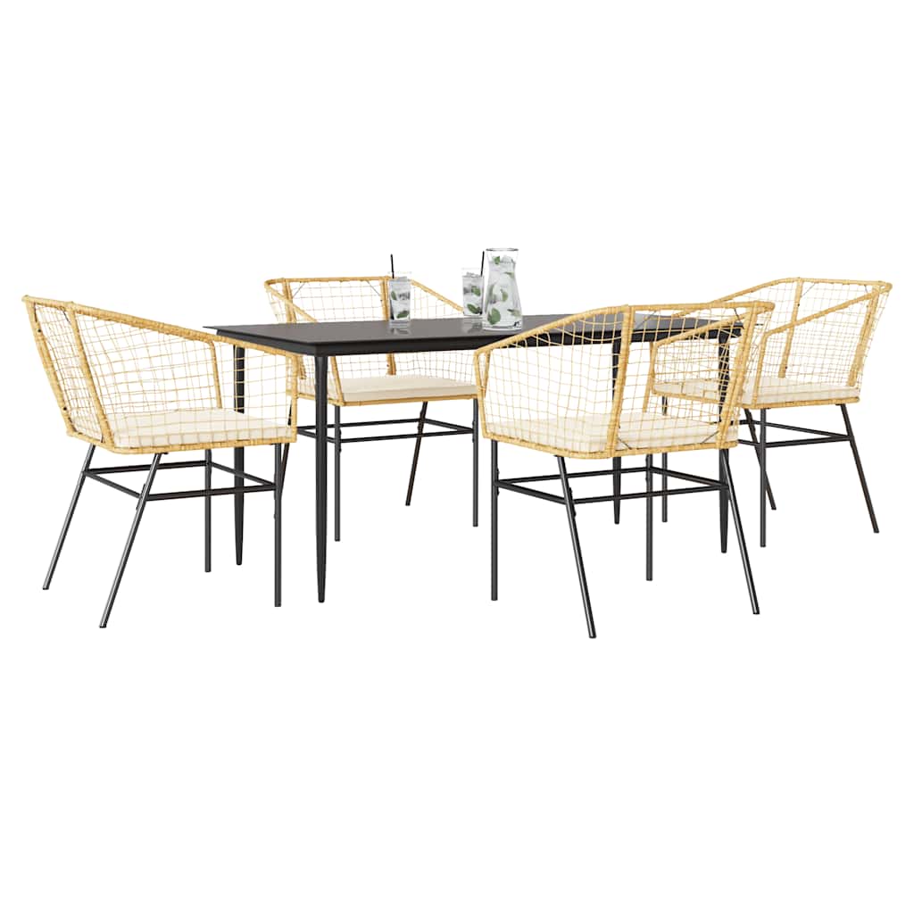 5-delige Tuinset met kussens poly rattan glas bruin is nu te koop bij PeponiXL, paradijselijk wonen!