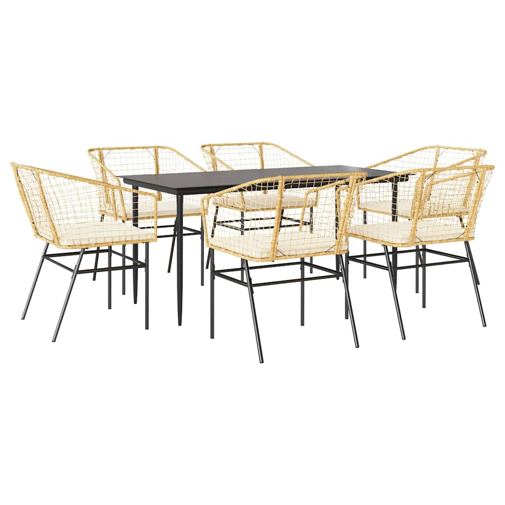 7-delige Tuinset met kussens poly rattan glas bruin is nu te koop bij PeponiXL, paradijselijk wonen!
