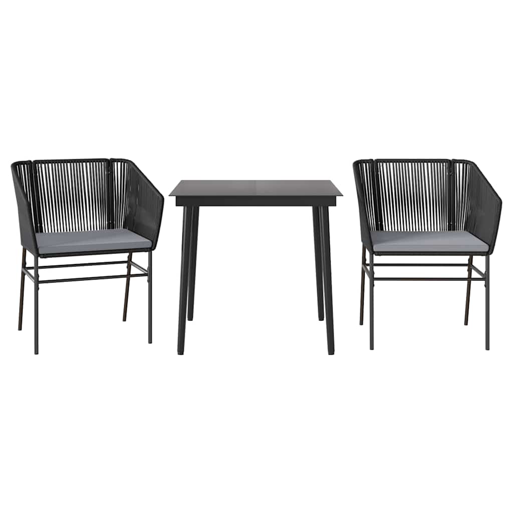 3-delige Tuinset met kussens poly rattan glas zwart is nu te koop bij PeponiXL, paradijselijk wonen!