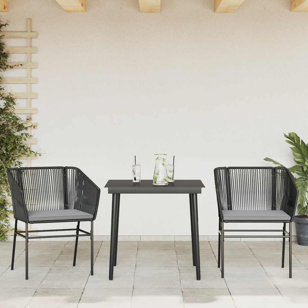 3-delige Tuinset met kussens poly rattan glas zwart is nu te koop bij PeponiXL, paradijselijk wonen!