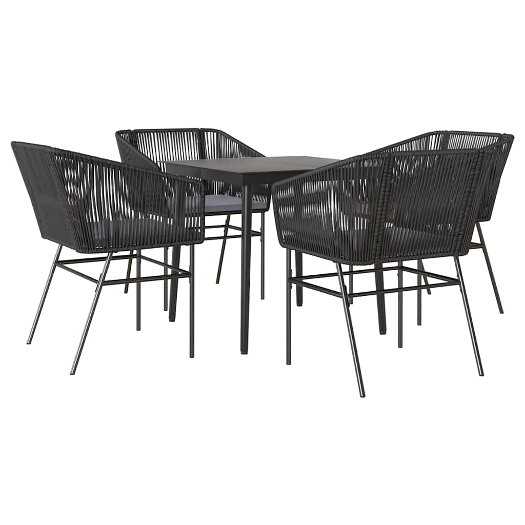 5-delige Tuinset met kussens poly rattan glas zwart is nu te koop bij PeponiXL, paradijselijk wonen!