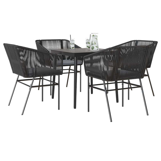 5-delige Tuinset met kussens poly rattan glas zwart is nu te koop bij PeponiXL, paradijselijk wonen!