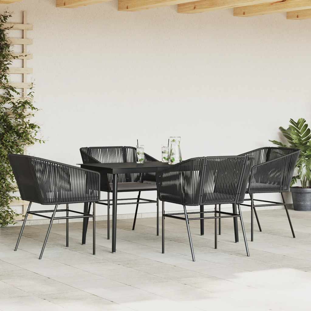 5-delige Tuinset met kussens poly rattan glas zwart is nu te koop bij PeponiXL, paradijselijk wonen!
