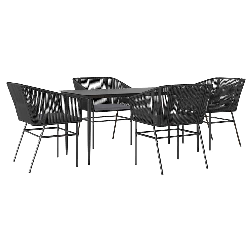 5-delige Tuinset met kussens poly rattan glas zwart is nu te koop bij PeponiXL, paradijselijk wonen!