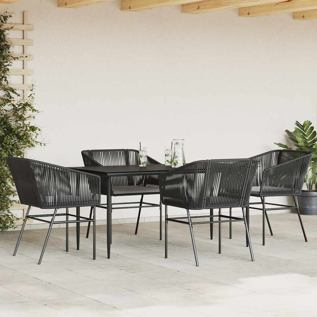 5-delige Tuinset met kussens poly rattan glas zwart is nu te koop bij PeponiXL, paradijselijk wonen!