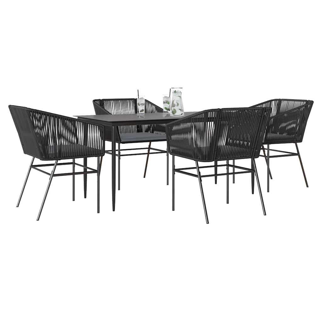 5-delige Tuinset met kussens poly rattan glas zwart is nu te koop bij PeponiXL, paradijselijk wonen!