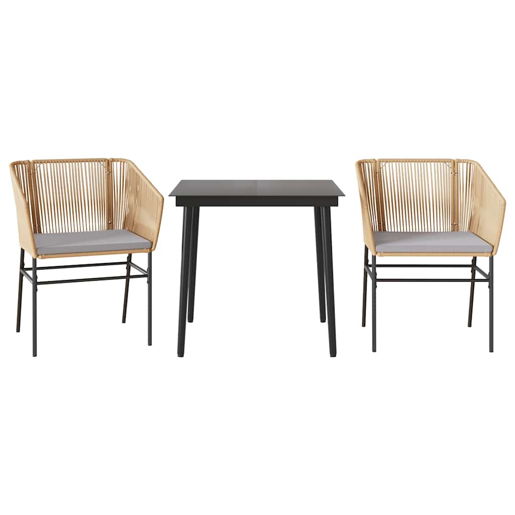 3-delige Tuinset met kussens poly rattan glas bruin is nu te koop bij PeponiXL, paradijselijk wonen!