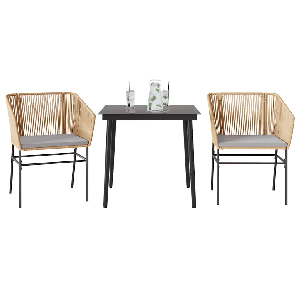 3-delige Tuinset met kussens poly rattan glas bruin is nu te koop bij PeponiXL, paradijselijk wonen!