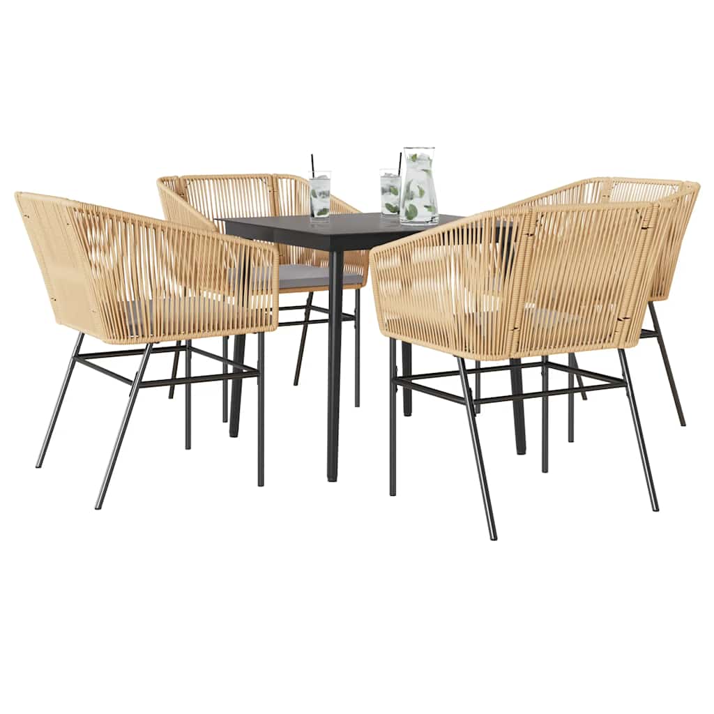 5-delige Tuinset met kussens poly rattan glas bruin is nu te koop bij PeponiXL, paradijselijk wonen!