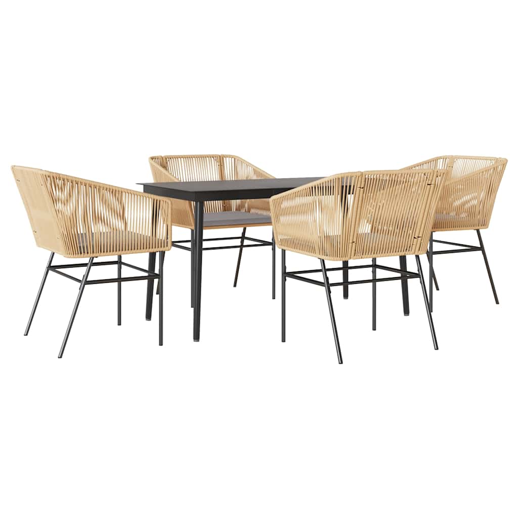 5-delige Tuinset met kussens poly rattan glas bruin is nu te koop bij PeponiXL, paradijselijk wonen!