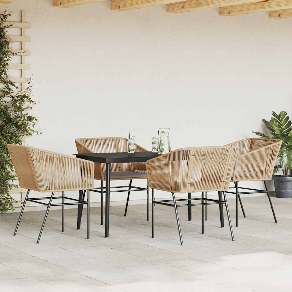 5-delige Tuinset met kussens poly rattan glas bruin is nu te koop bij PeponiXL, paradijselijk wonen!