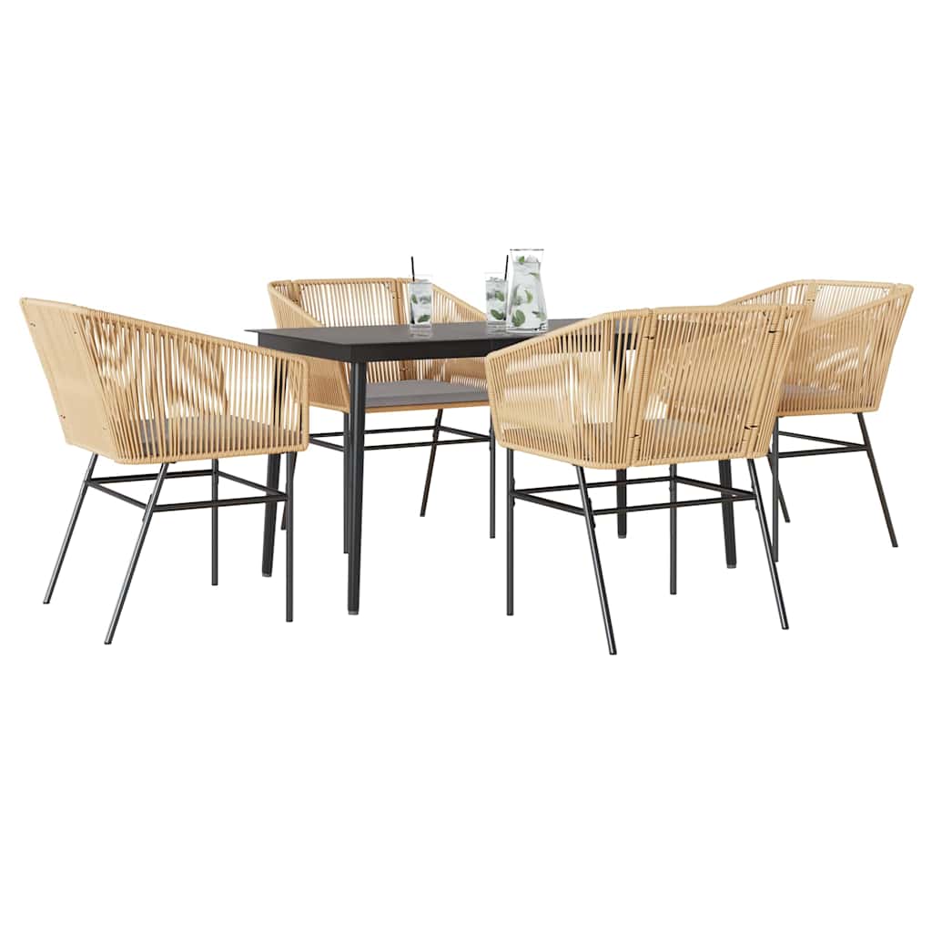 5-delige Tuinset met kussens poly rattan glas bruin is nu te koop bij PeponiXL, paradijselijk wonen!