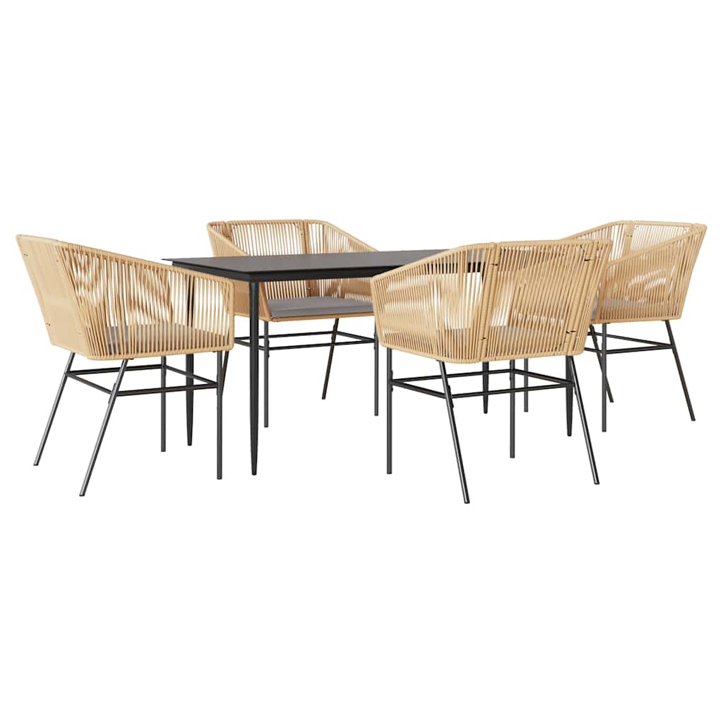 5-delige Tuinset met kussens poly rattan glas bruin is nu te koop bij PeponiXL, paradijselijk wonen!