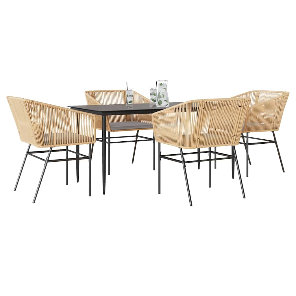 5-delige Tuinset met kussens poly rattan glas bruin is nu te koop bij PeponiXL, paradijselijk wonen!
