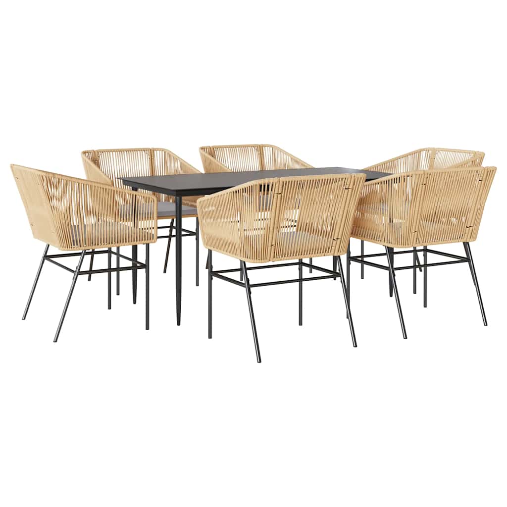 7-delige Tuinset met kussens poly rattan glas bruin is nu te koop bij PeponiXL, paradijselijk wonen!