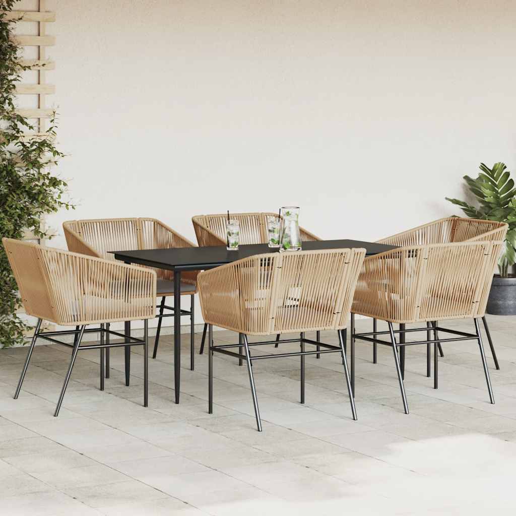 7-delige Tuinset met kussens poly rattan glas bruin is nu te koop bij PeponiXL, paradijselijk wonen!