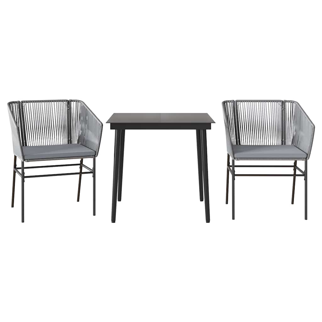 3-delige Tuinset met kussens poly rattan glas grijs is nu te koop bij PeponiXL, paradijselijk wonen!