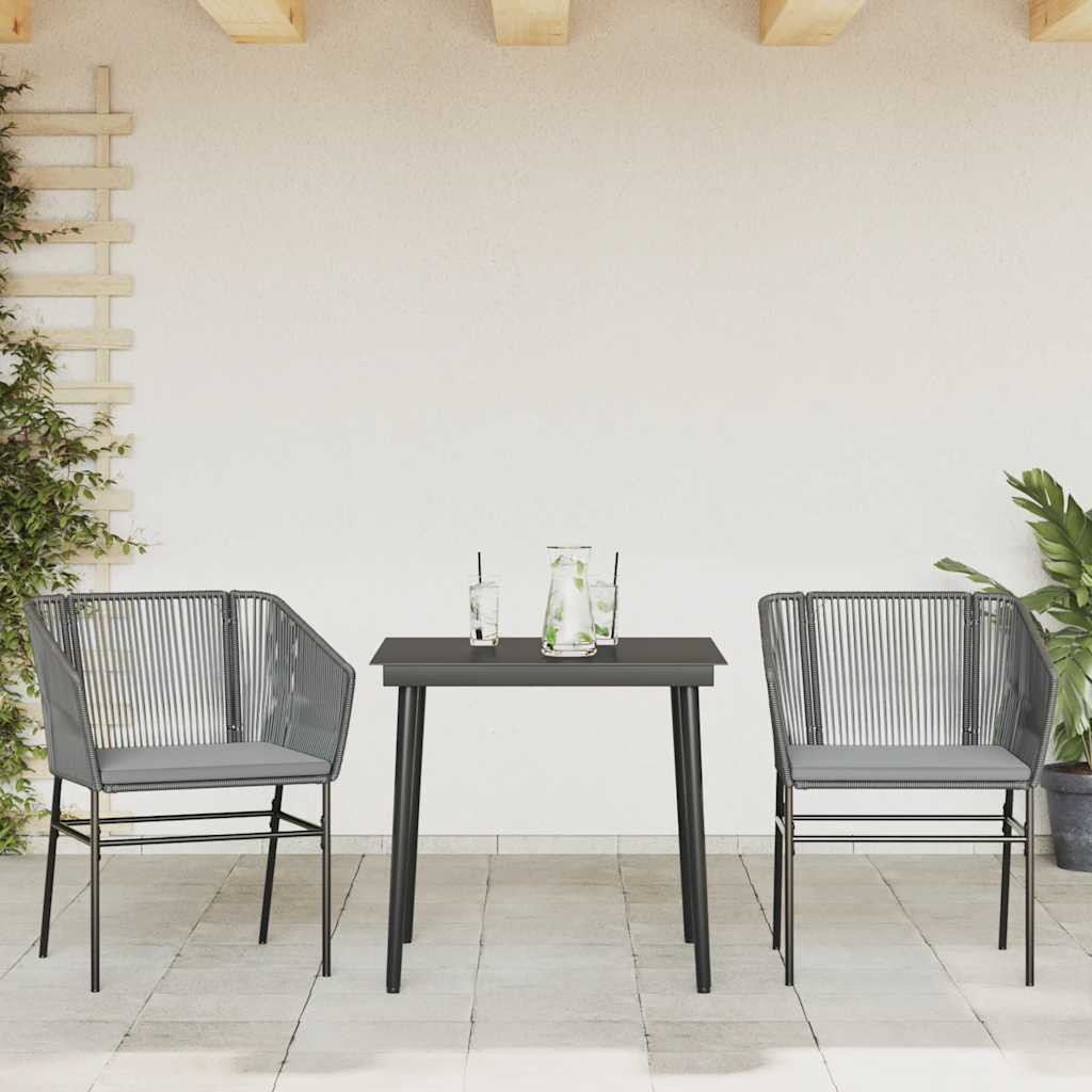 3-delige Tuinset met kussens poly rattan glas grijs is nu te koop bij PeponiXL, paradijselijk wonen!