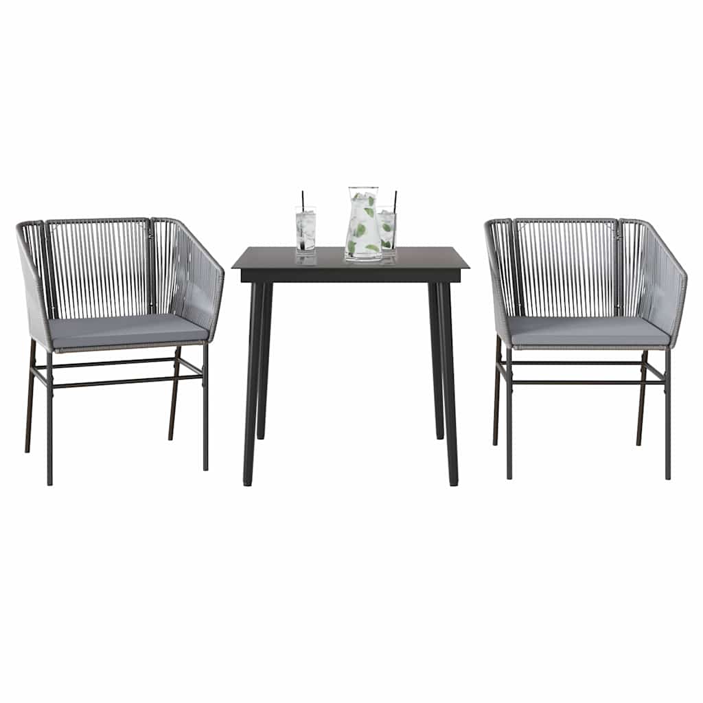 3-delige Tuinset met kussens poly rattan glas grijs is nu te koop bij PeponiXL, paradijselijk wonen!
