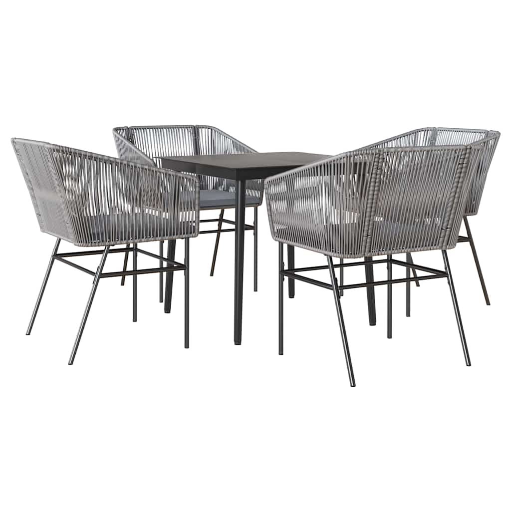 5-delige Tuinset met kussens poly rattan glas grijs is nu te koop bij PeponiXL, paradijselijk wonen!