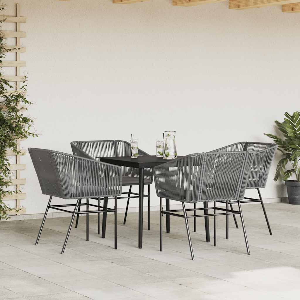 5-delige Tuinset met kussens poly rattan glas grijs is nu te koop bij PeponiXL, paradijselijk wonen!
