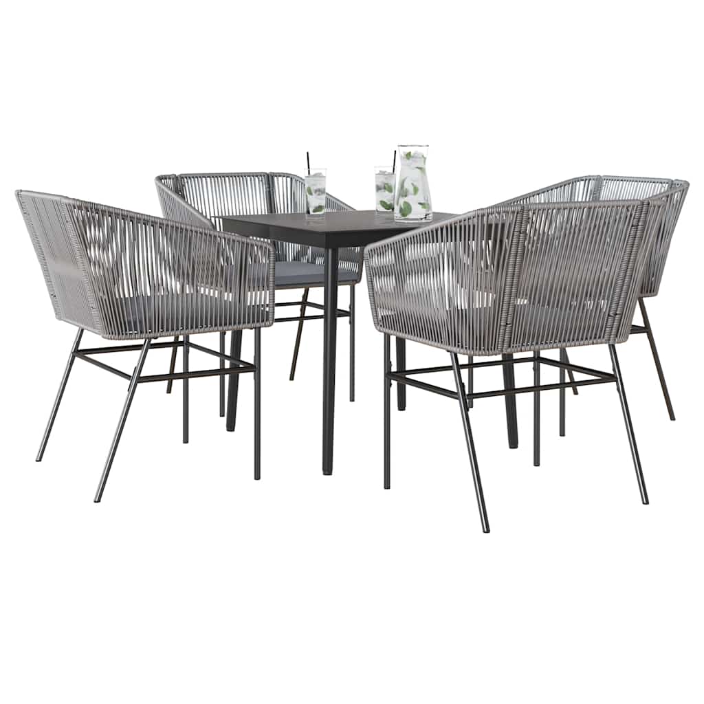 5-delige Tuinset met kussens poly rattan glas grijs is nu te koop bij PeponiXL, paradijselijk wonen!