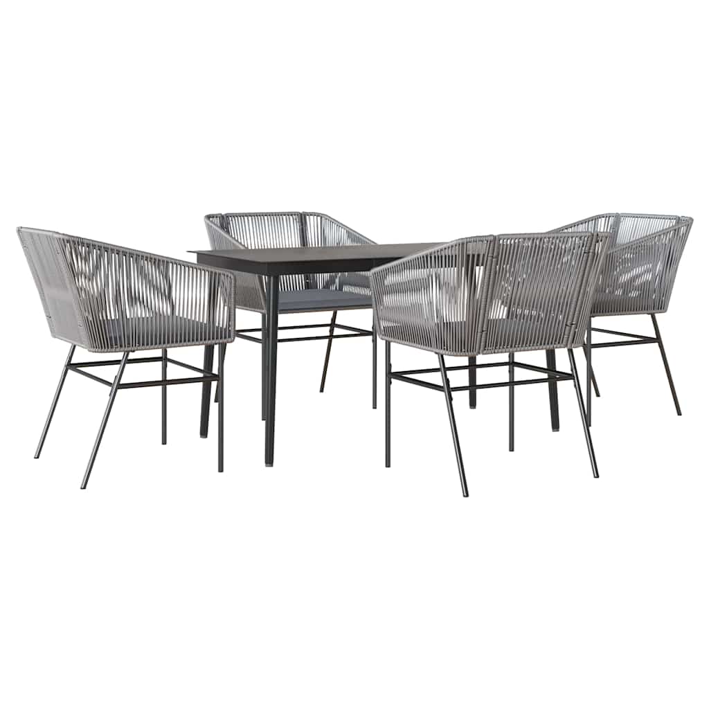 5-delige Tuinset met kussens poly rattan glas grijs is nu te koop bij PeponiXL, paradijselijk wonen!