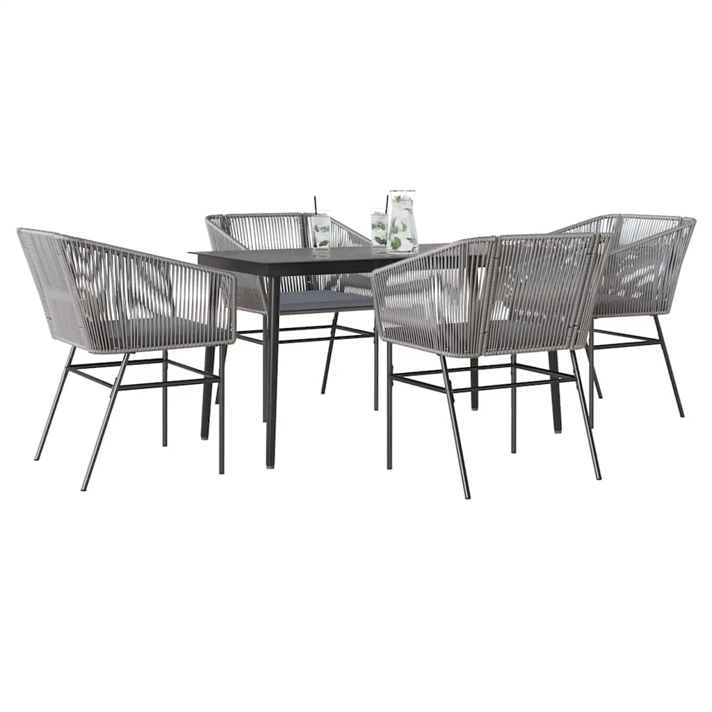 5-delige Tuinset met kussens poly rattan glas grijs is nu te koop bij PeponiXL, paradijselijk wonen!
