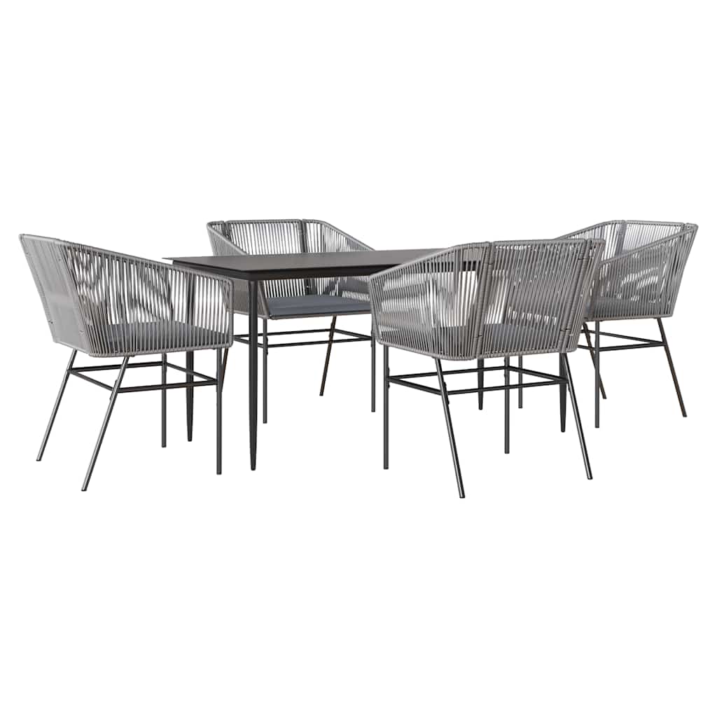 5-delige Tuinset met kussens poly rattan glas grijs is nu te koop bij PeponiXL, paradijselijk wonen!