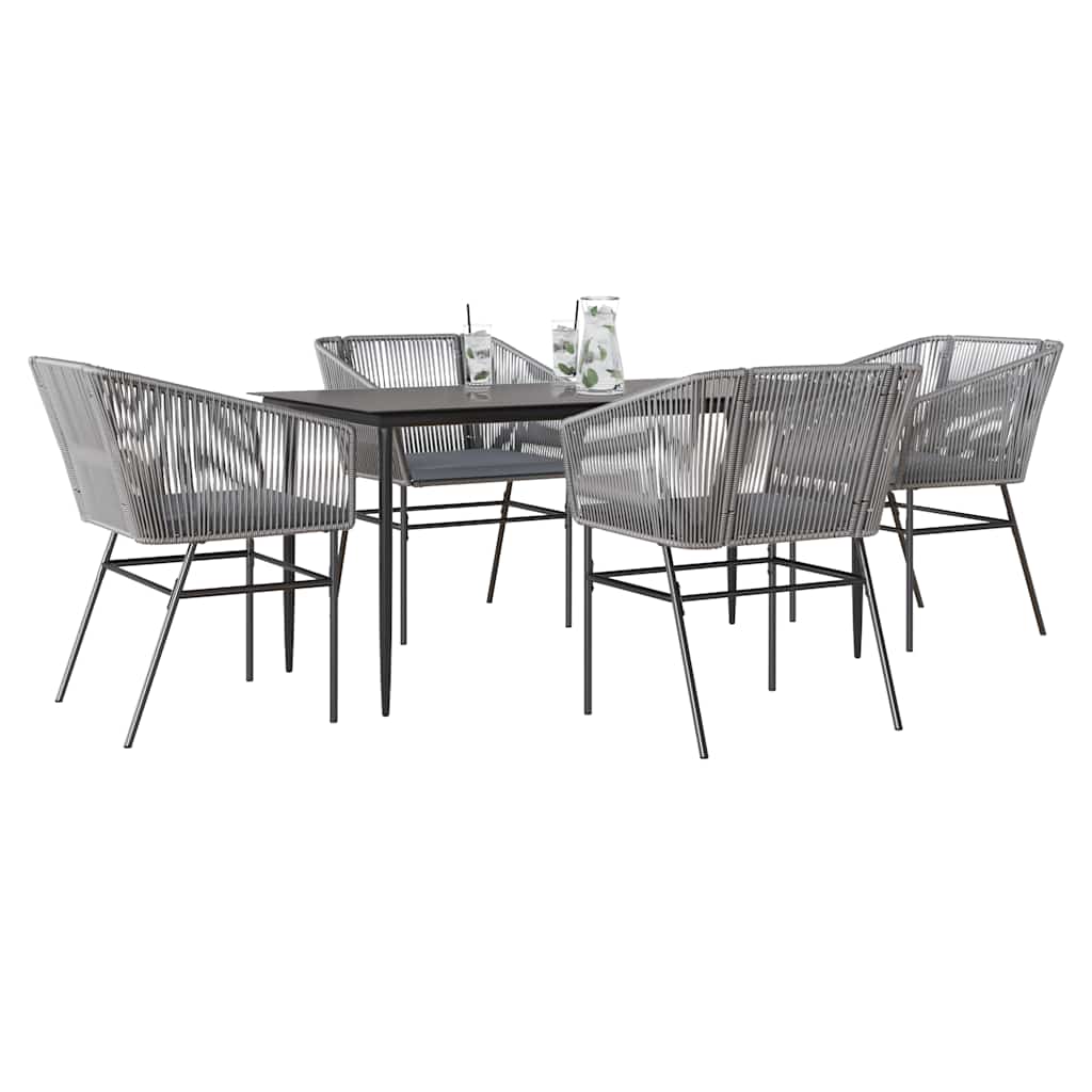 5-delige Tuinset met kussens poly rattan glas grijs is nu te koop bij PeponiXL, paradijselijk wonen!