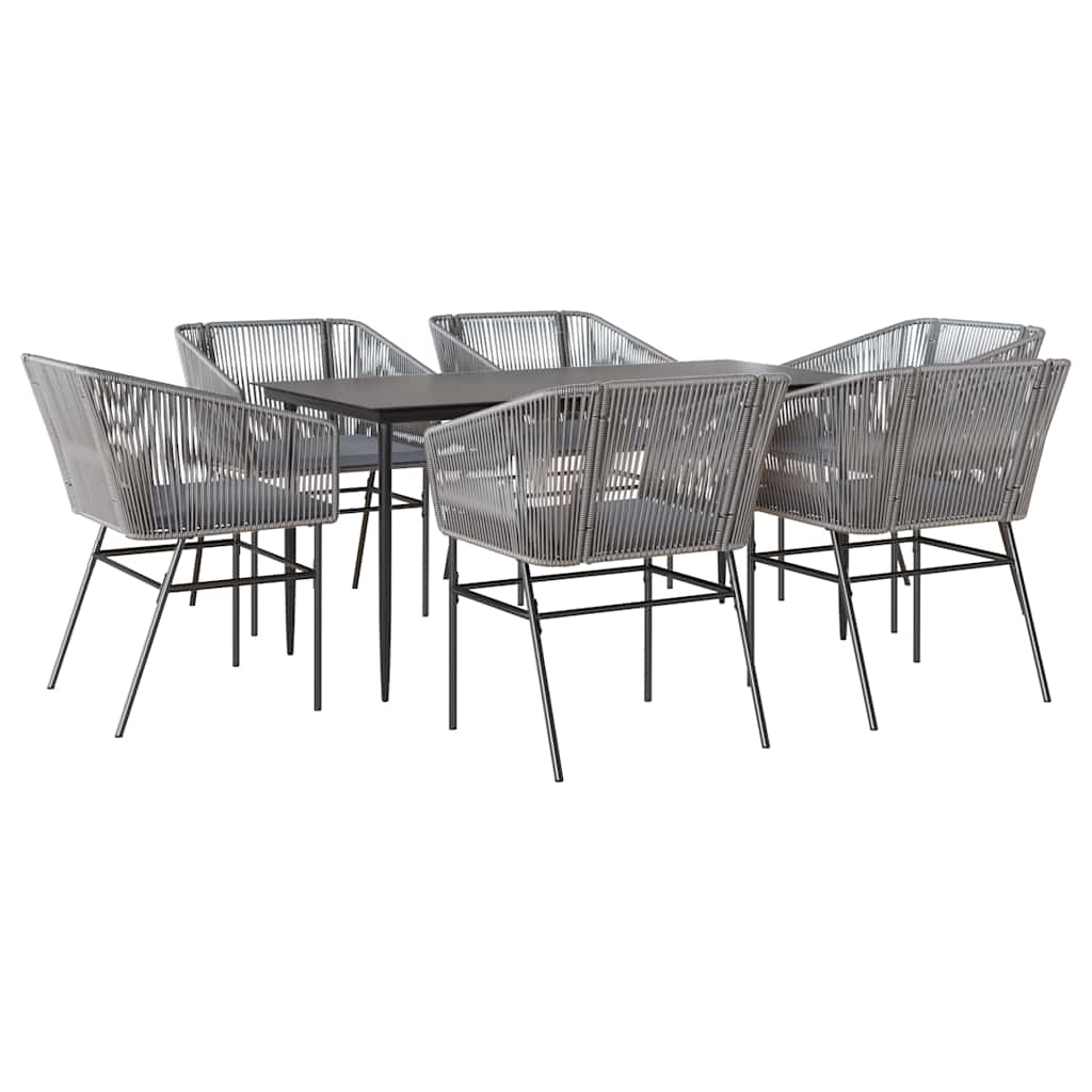 7-delige Tuinset met kussens poly rattan glas grijs is nu te koop bij PeponiXL, paradijselijk wonen!