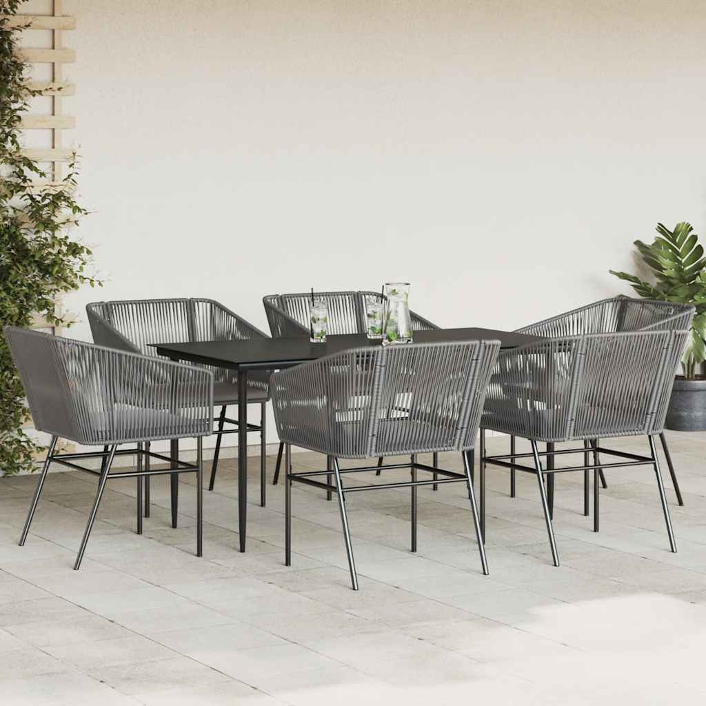 7-delige Tuinset met kussens poly rattan glas grijs is nu te koop bij PeponiXL, paradijselijk wonen!