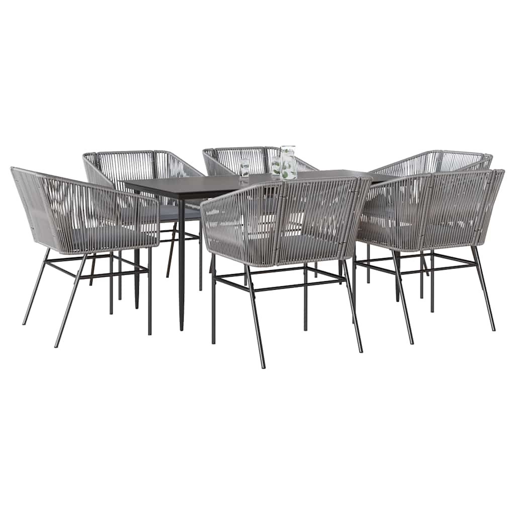 7-delige Tuinset met kussens poly rattan glas grijs is nu te koop bij PeponiXL, paradijselijk wonen!