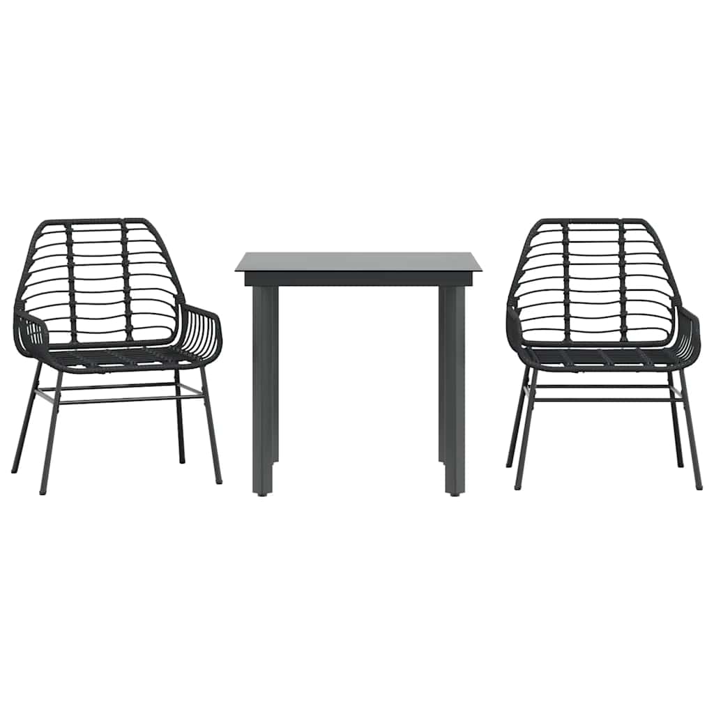 3-delige Tuinset poly rattan glas zwart is nu te koop bij PeponiXL, paradijselijk wonen!